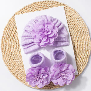 Neues europäisches und amerikanisches Babyhut-und Socken-Set Niedliche Blume Kinderhut-Kombination Grenz überschreiten des Baby-Zweiteiler-Set - Product Image 5