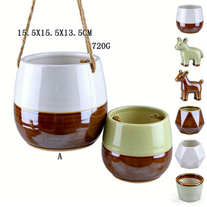 Grand <span class=keywords><strong>pot</strong></span> en céramique émaillée blanc beige sable pour plantes succulentes, idéal pour l'intérieur et l'extérieur, avec drainage pour plantes et fleurs - Product Image 5