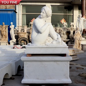 Escultura de Mujer Griega Sentada, de Mármol Blanco Natural, Tamaño Real - Product Image 2