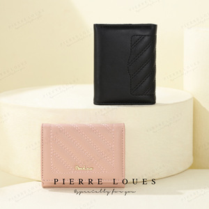 Portefeuille mini pliable pour femme Pierre Loues, plusieurs emplacements pour cartes, couleur unie, porte-monnaie, usage quotidien - Product Image 4