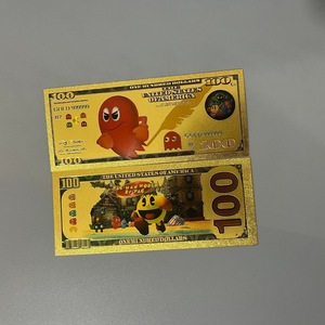 Ensemble de billets de banque commémoratifs <span class=keywords><strong>Pac</strong></span>-<span class=keywords><strong>Man</strong></span> en feuille d'or, plaqués or 24 carats, collection rétro de jeux d'arcade, cadeau de monnaie fantaisie pour les joueurs - Product Image 4