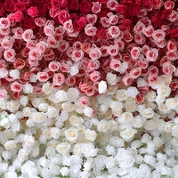 Mur de fleurs artificielles en soie, toile de fond moderne personnalisable pour mariage, dégradé rose et blanc, accessoire photo pour événements intérieurs