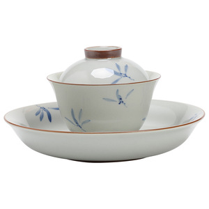 Juego de Gaiwan Three-Talent, Porcelana Azul y Blanca, Tazón con Tapa Pintado a Mano con Orquídeas, Vajilla para Té Kung Fu, para Té de la Tarde - Product Image 5