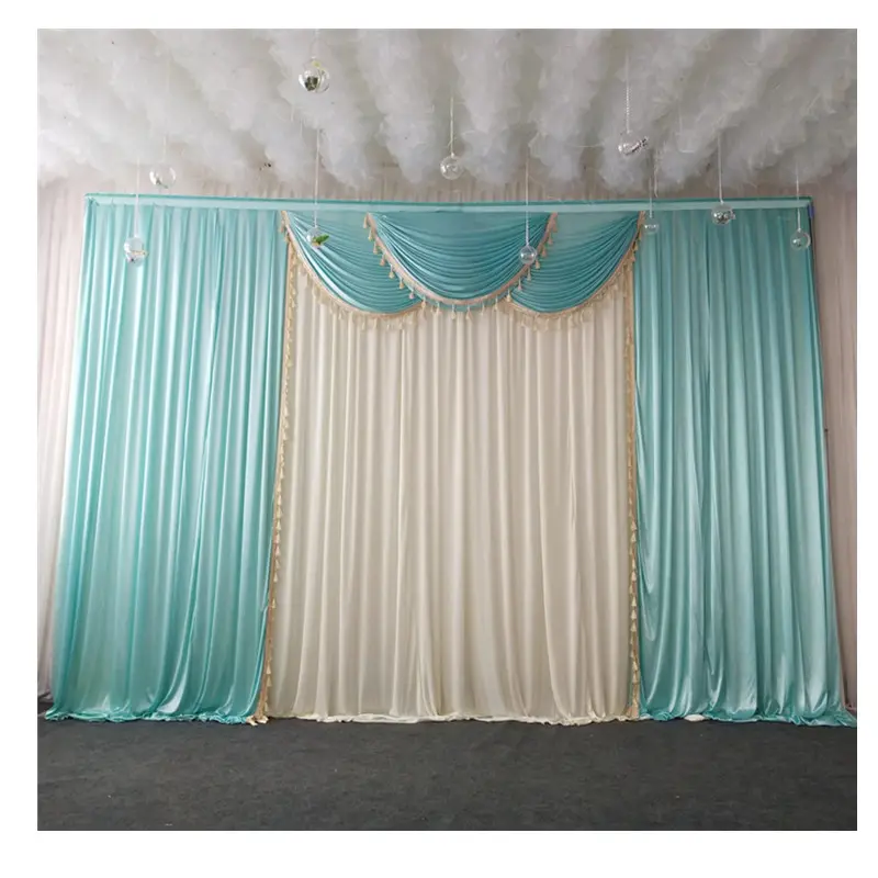 Custom Luxe Ijs Zijde Chiffon Bruiloft Stadium Achtergrond Swags Wedding Achtergrond Gordijnen