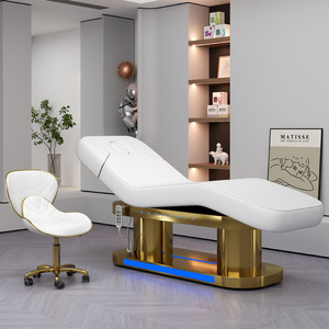 Small White Modern Hotel Single Massage Lash Technician Bed Reclining <b>Adjustable</b> 3 Motor Curled Eyelash Bed with <b>Stool</b> - Product Image 2