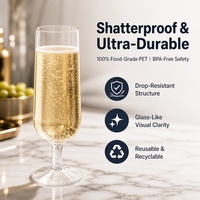 Flûtes à champagne en plastique PET transparent de 8 oz, tiges détachables, verres à vin incassables, 240 ml, gobelets réutilisables pour les mariages et les fêtes