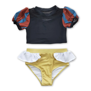 Oferta Especial: Conjunto de Bikini de 2 Piezas para Niñas Pequeñas, Top de Manga Corta y Braguita, Traje de Baño Bonito para el Verano - Product Image 5