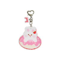 Porte-clés miroir de maquillage en acrylique personnalisé, motif dessin animé mignon, en plastique, pour filles