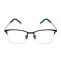 Monturas de Gafas Ópticas de Metal Negro y Plateado, Estilo Retro Vintage, de Lujo, Calidad Premium, Media Montura, Tendencia, Venta al Por Mayor