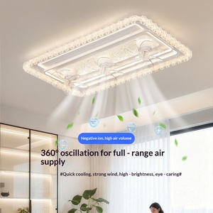 Modern Minimalist <b>Fan</b> Light Living Room Dining Room Shaking <b>Head</b> Suction Top <b>Fan</b> Light Light Light Luxury Square Bedroom Shaking - Product Image 2