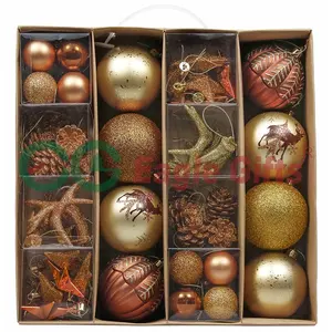 EAGLEGIFTS mavi ve beyaz noel Baubles el boyalı noel topu inci pullu Glitter noel ağacı süs