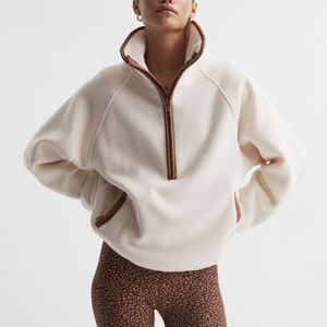 Blank Custom Wholesale Ladies Zipper Hoodies Puff Print <strong>Zip</strong> Neck Hip Hop Stand Collar <strong>Half</strong> <strong>Zip</strong> up Pullover Hoodie <strong>Jumpers</strong> <strong>Women</strong> - Product Image 1