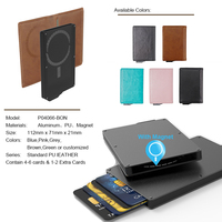 Dompet kartu Rfid kustom tempat kartu magnetik logam Dompet Pop up tempat kartu kredit fesyen pendek Rfid kulit Pu nilon uniseks