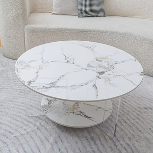 Mesa de centro de acrílico crema de lujo ligero, tablero de roca móvil Simple, sofá de sala de estar pequeño, mesa auxiliar de esquina - Product Image 4
