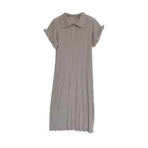 Vestido casual de talla grande con cuello polo, elegante y plisado, de manga corta, a la moda, de alta gama, para el verano 2026 - Product Image 5