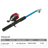Ensemble canne à pêche et moulinet pour enfants de 1,5 m en gros, pour débutants, novices, mini-section courte, leurre, pêche en mer