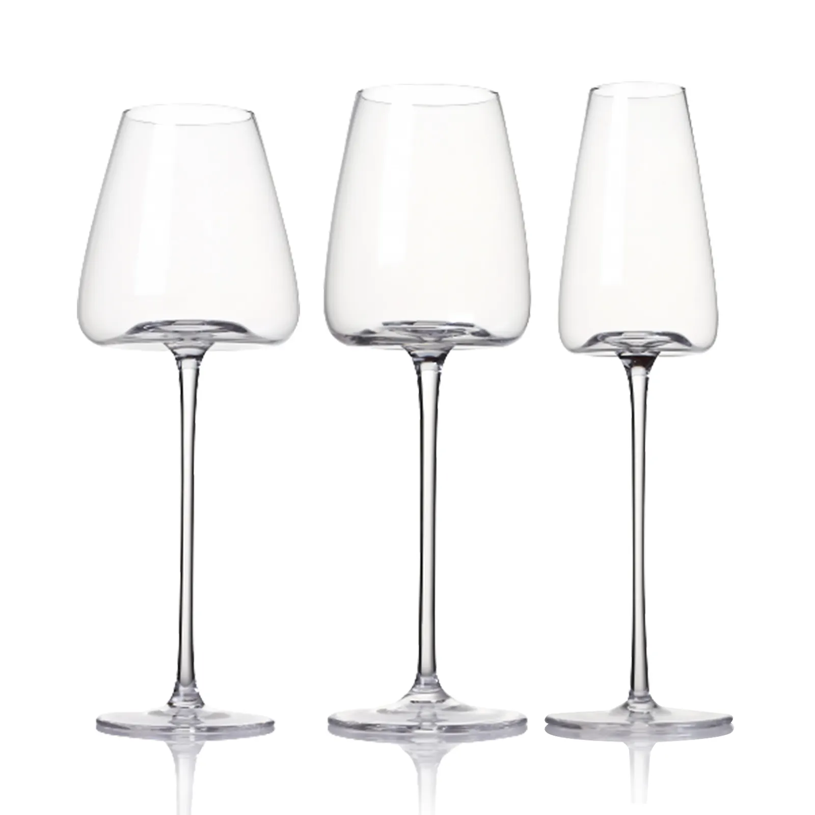 Verres à vin rouge de luxe à longue tige transparents verres en cristal sans plomb de luxe de style personnalisé lot de 3