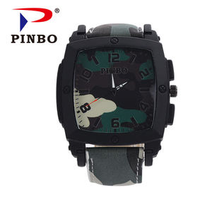 뜨거운 판매 사용자 정의 로고 가죽 밴드 클래식 손목 시계 저렴한 석영 제네바 스포츠 위장 시계 소년 - Product Image 3