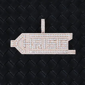 Yu Ying Custom 10k Solid Rose Gold Pendant VVS Mossanite Diamond Name Charm For Necklace Hip Hop Moissanite Logo Pendant