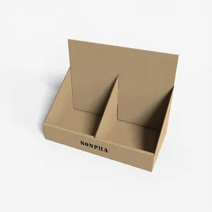 מותאם אישית קרטון קופה קטן מוצר תצוגת השיש שולחן קמעונאות נייר קופסא פג דוכן תצוגת קרטון עם ווים