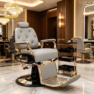 Silla de Barbero Hidráulica de Alta Resistencia con Reposapiés Ajustable, Silla de Peluquería Duradera para Salón de Belleza - Product Image 1