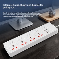 Regleta de Enchufes Universal de 5 Vías al por Mayor de Fábrica con 2 Puertos USB y 2 Puertos Tipo-C, 13A 3250W, Protector contra Sobretensiones, Retardante de Llama, 2m, para el Hogar