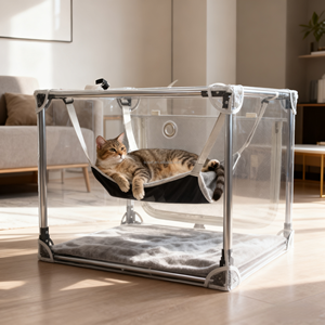 Taşınabilir şeffaf PVC Pet kedi köpek katlanabilir taşıma kutusu kafesleri hayvan kafesleri Pet seyahat taşıyıcısı - Product Image 1