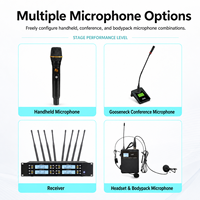 Système de microphone sans fil UHF 4 canaux UGX-4G avec 4 microphones de conférence à col de cygne - Ensemble de microphones de podium professionnels pour bureau