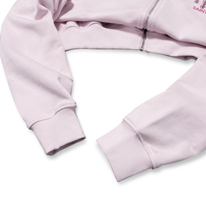Sudadera con capucha rosa claro extragrande para hombre con cremallera, logotipo personalizado, adornos de perlas y piedras, ropa urbana gráfica, ODM OEM al por mayor - Product Image 6