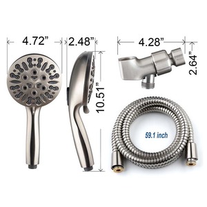 Juego de Ducha de 9 Funciones, Redondo, Ajustable, Cromado, con Rociador de Mano, Masaje, Burbujas, Lluvia, Accesorios de Baño - Product Image 2