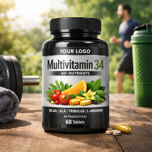 Multivitamines Naturelles 34 Complément 60+ Nutriments Certifié GMP Antioxydant Multivitamines 34 Comprimés Santé Sportive - Product Image 1