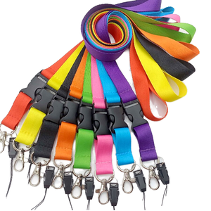 Wholesale Cheap Durable Solid Color Detachable Neck Polyester Lanyard Strap Cell Phone Keys ID Card Badge Holder Accessory