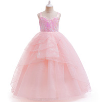 Vestido de lujo rosa con lentejuelas princesa magia mala bruja Cosplay traje de actuación vestido de fiesta de cumpleaños para niñas