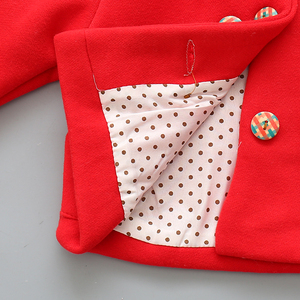 wholesale winter bow red warm baby girls button hoodie woolen thick coats kids child winter cute ear coat - Product Image 5