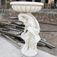 Usine chinoise approvisionnement urne de jardin marbre naturel Beige pierre grec romain Figure Vase Pot de fleur
