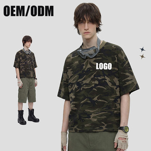 Premium 100% Cotton Camouflage Tee BOXY Wholesale T Shirt Plain Short Sleeve T-Shirt Custom Homme Printing <b>Tshirts</b> For Men - Product Image 1