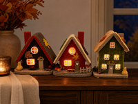 Ensemble de 3 maisons de campagne lumineuses en tissu avec citrouille et feuille d'érable, centre de table pour la récolte d'automne et Thanksgiving, décoration intérieure