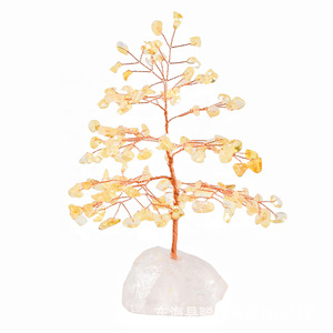 Arbre en cristal de quartz rose avec base en pierre brute, décoration pour la maison, bureau, cadeau - Product Image 3