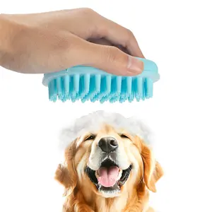 Soft Silicone Dog Hair Brush Pet Bath Brush Pet Massage Grooming Cleaning Brush For Short Long Haired Dogs And Cats Was