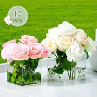 Vases carrés acryliques 3 ''4'' 5 ''Cube clair fleur centre de table décoratif pour mariage maison événements fêtes-12 pièces Ensemble