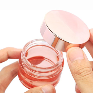 Pot cosmétique en verre rond rose fantaisie personnalisé OEM 15g 30g 50g 100g pour crème corporelle et visage avec bouchon à vis rose doré - Product Image 3