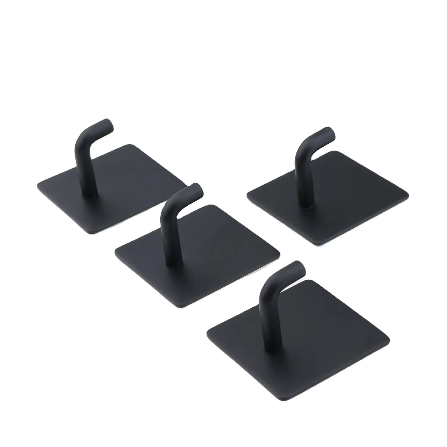 Ganchos cuadrados de Metal para baño, colgador de toallas de baño, montado en la pared, negro, 3M