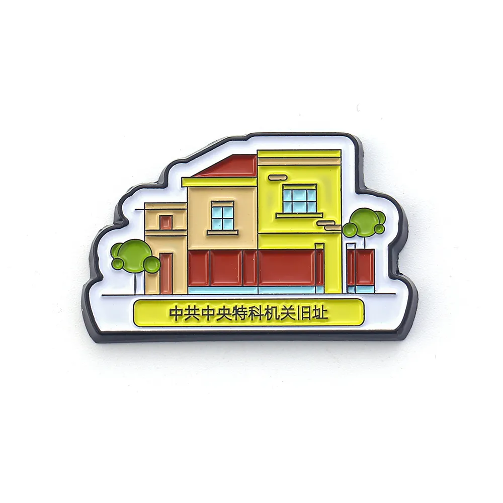 Diskon Hadiah Rumah Warna-warni Enamel Lembut Logam Kustom Magnet Kulkas Bentuk Rumah Keluarga 3d