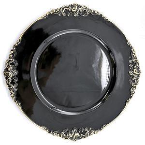 Venda por atacado barato 13 polegadas ouro borda decoração floral plástico placas carregador - Product Image 2