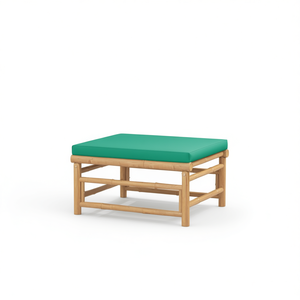 Poggiapiedi da Giardino in Bambù con Cuscino Verde in Poliestere, Accessorio per Sedia da Giardino di Medie Dimensioni - Product Image 1