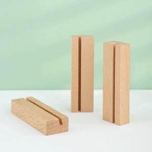 Portatarjetas de madera, clip para notas con foto, soporte decorativo para notas de escritorio, suministros de oficina creativos, diseño geométrico blanco - Product Image 4