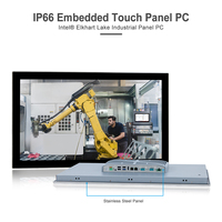 Panel PC Industrial de 23.8 Pulgadas J1900 Sin Ventilador, Computadora Táctil HMI, RS232 RS485, LAN Dual, IP66, Control de Máquinas