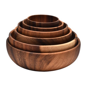Cuencos redondos <span class=keywords><strong>de</strong></span> madera <span class=keywords><strong>de</strong></span> acacia, cuenco mezclador apilable para ensalada, sopa, aperitivos, <span class=keywords><strong>salsa</strong></span>, charcutería, juegos <span class=keywords><strong>de</strong></span> vajilla <span class=keywords><strong>de</strong></span> madera para servir - Product Image 1