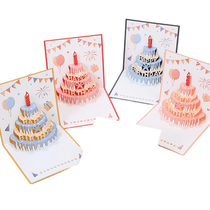 Carte de vœux 3D faite main brillante avec poudre dorée, motif dessin animé, petite et fraîche, invitation unique en papier pour gâteau, pour anniversaires et remerciements - Product Image 1