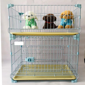 Çıkarılabilir plastik tepsi demir çerçeve içeren Snap düğmesi kapatma istiflenebilir kapalı/açık koşu kulübesi ile nefes köpek kafesi - Product Image 4